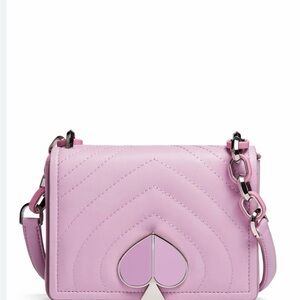 kate spade Lilac Quilted Leather Crossbody with Heart-Spade Logo